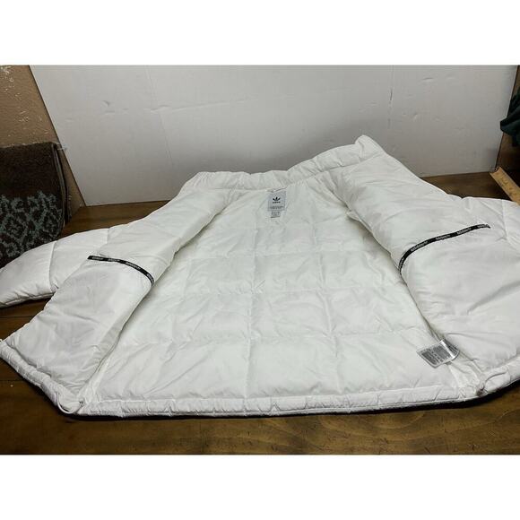 Adidas Puffer Jacket Coat Insulated Women's Medium White Trefoil Logo - Picture 9 of 16